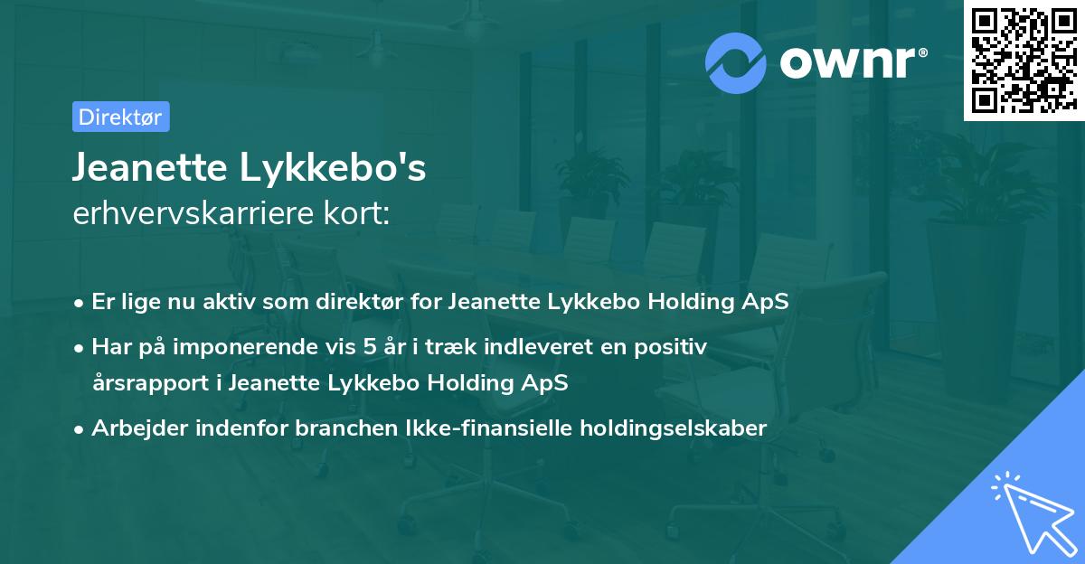 Jeanette Lykkebo's erhvervskarriere kort