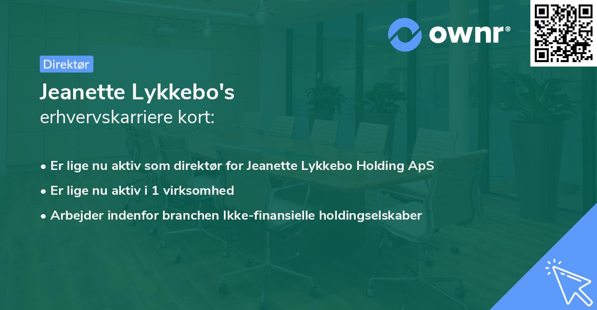 Jeanette Lykkebo's erhvervskarriere kort