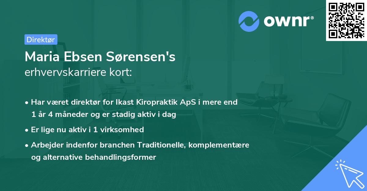 Maria Ebsen Sørensen's erhvervskarriere kort
