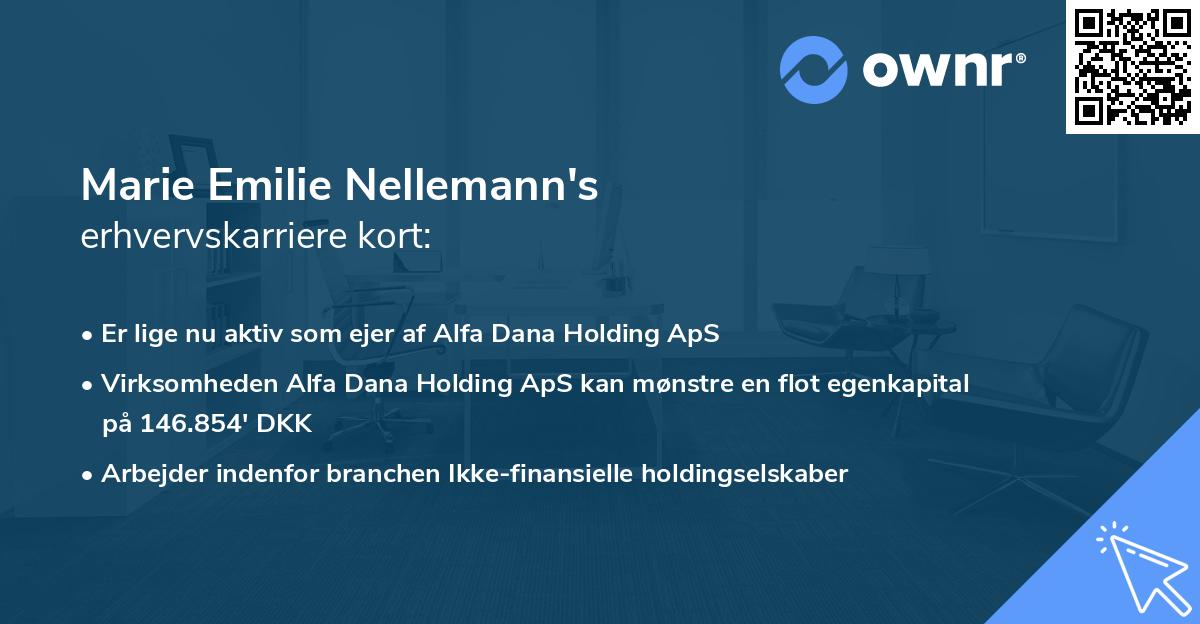 Marie Emilie Nellemann's erhvervskarriere kort