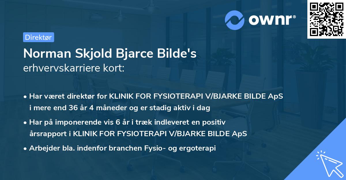 Norman Skjold Bjarce Bilde's erhvervskarriere kort