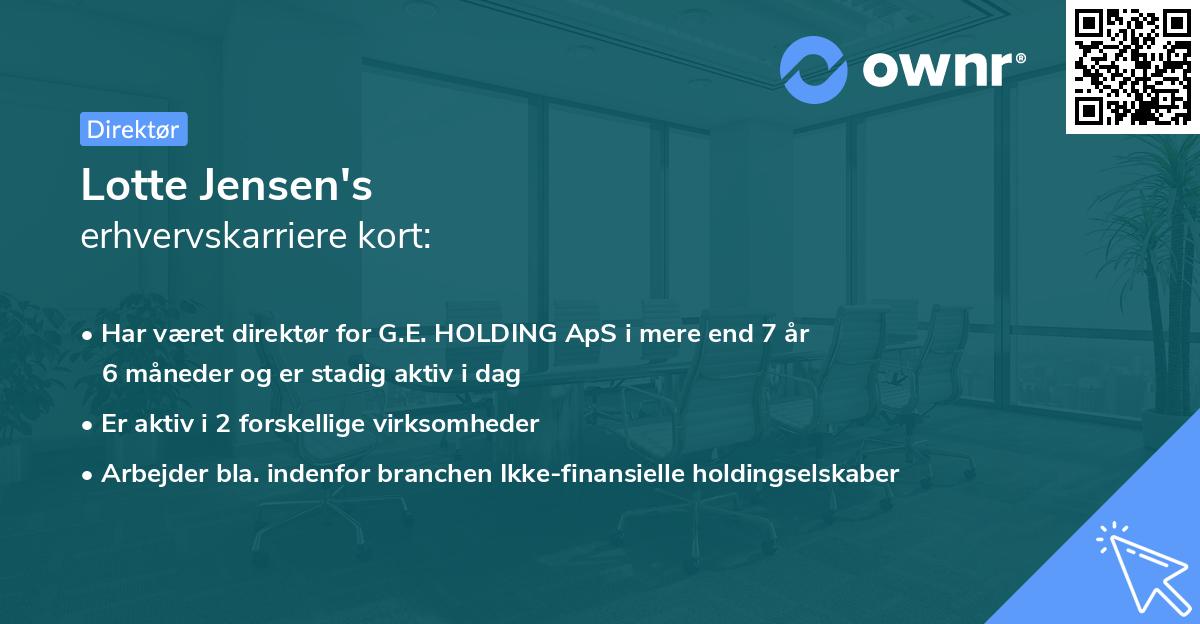 Lotte Jensen's erhvervskarriere kort