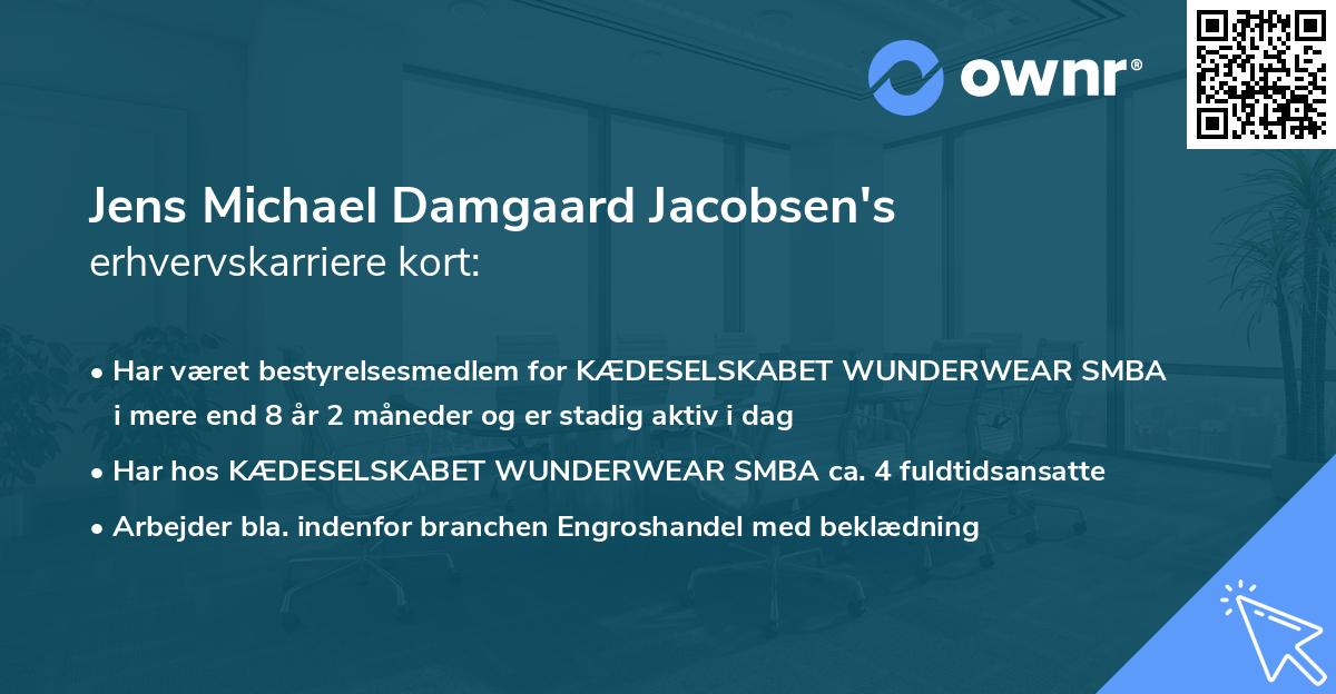 Jens Michael Damgaard Jacobsen's erhvervskarriere kort