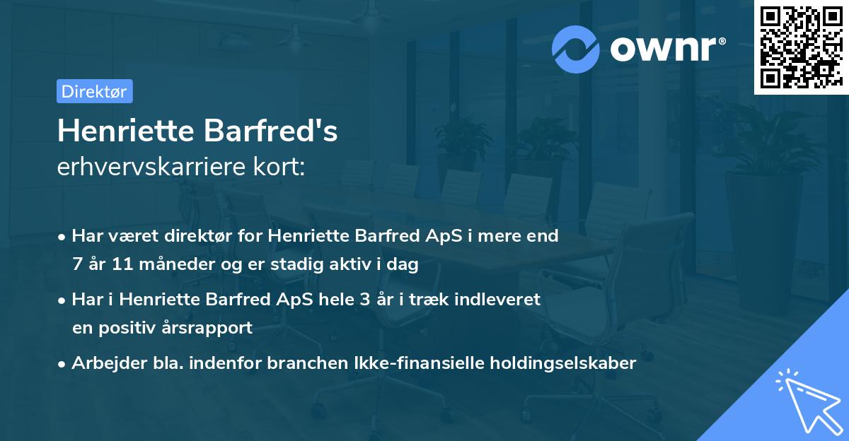 Henriette Barfred's erhvervskarriere kort