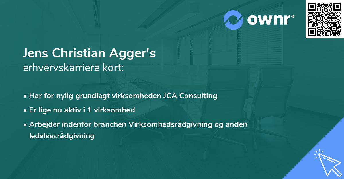 Jens Christian Agger's erhvervskarriere kort