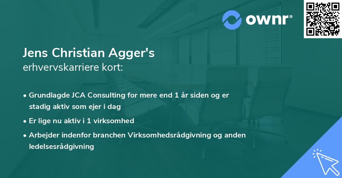Jens Christian Agger's erhvervskarriere kort