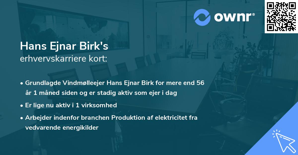 Hans Ejnar Birk's erhvervskarriere kort