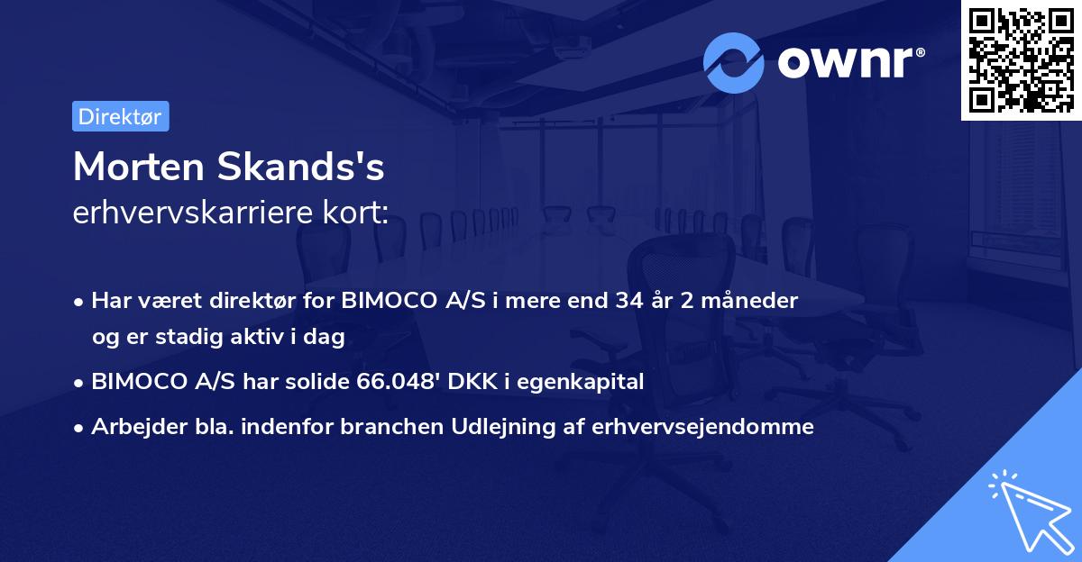 Morten Skands's erhvervskarriere kort