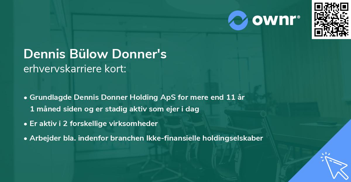 Dennis Bülow Donner's erhvervskarriere kort