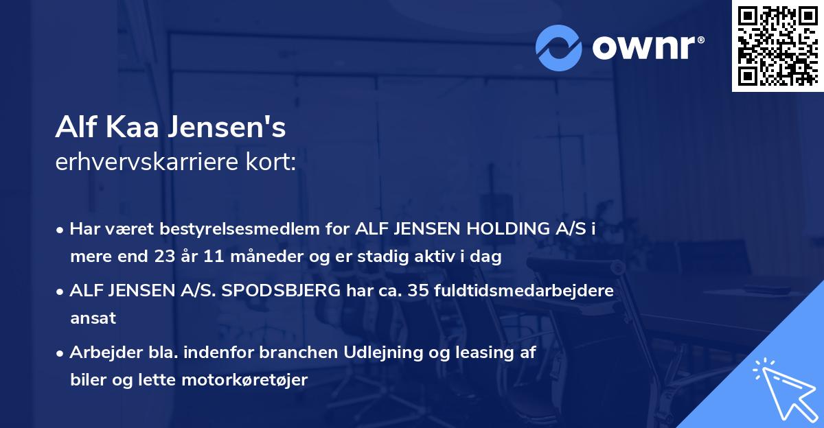 Alf Kaa Jensen's erhvervskarriere kort