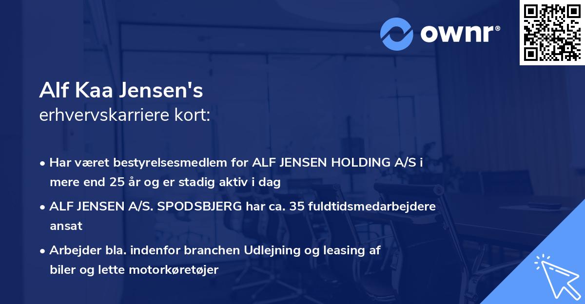 Alf Kaa Jensen's erhvervskarriere kort
