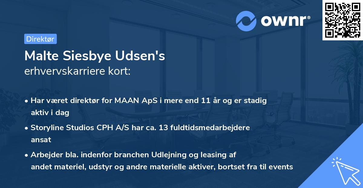 Malte Siesbye Udsen's erhvervskarriere kort