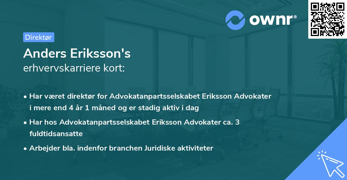Anders Eriksson's erhvervskarriere kort
