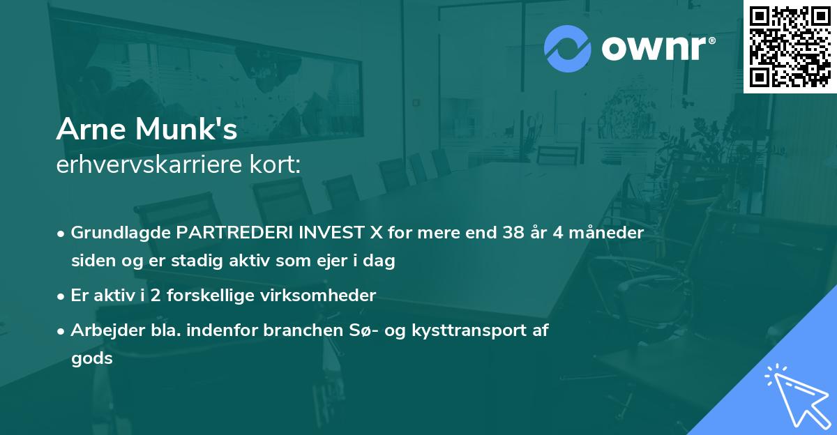 Arne Munk's erhvervskarriere kort