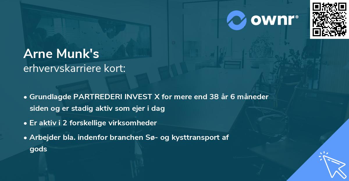 Arne Munk's erhvervskarriere kort