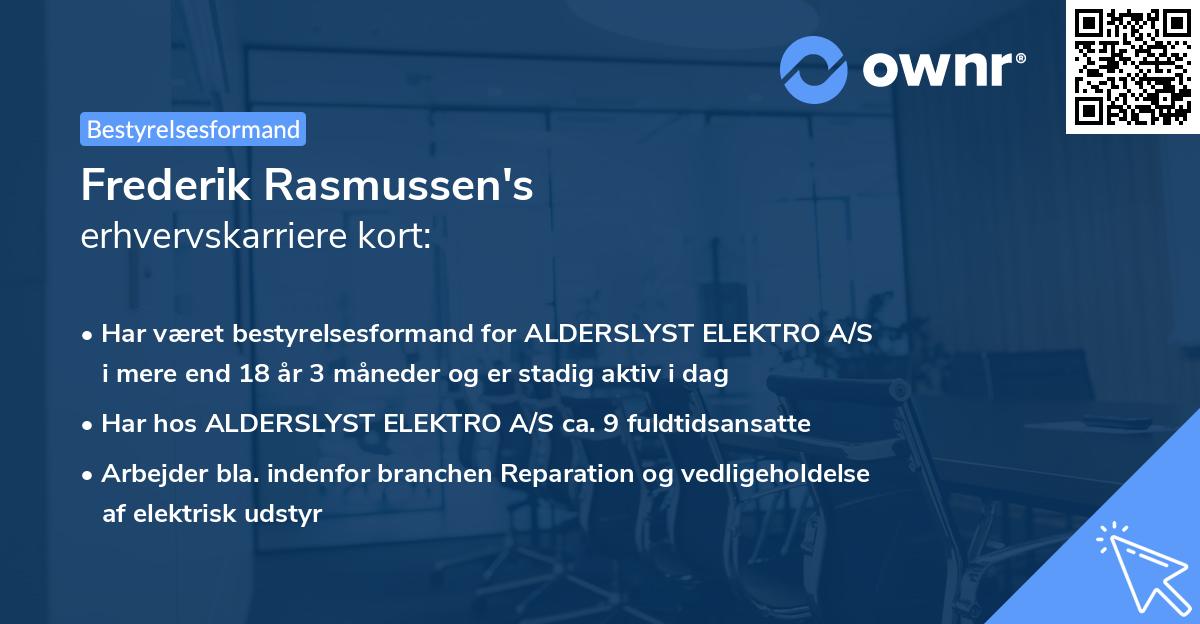 Frederik Rasmussen's erhvervskarriere kort