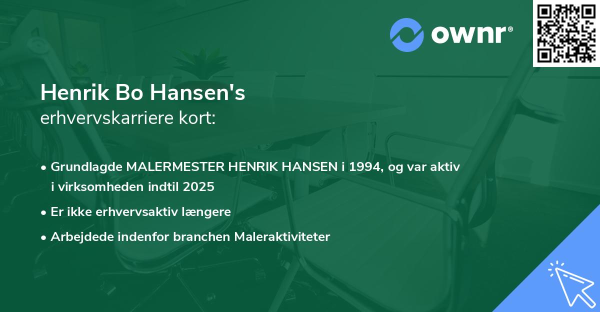 Henrik Bo Hansen's erhvervskarriere kort