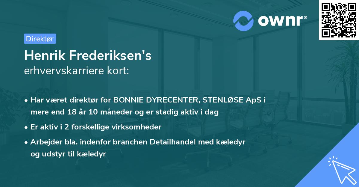 Henrik Frederiksen's erhvervskarriere kort