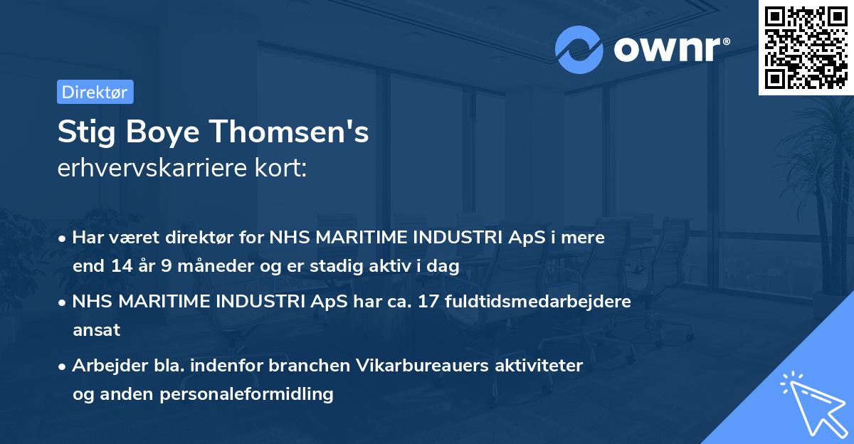 Stig Boye Thomsen's erhvervskarriere kort