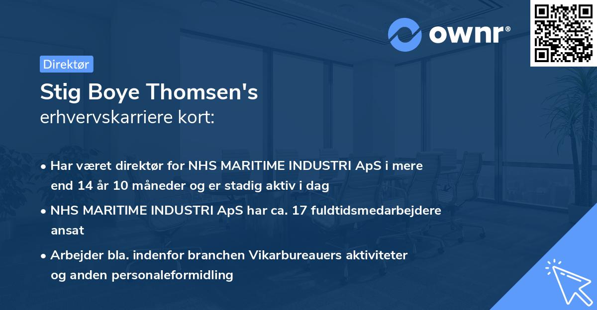 Stig Boye Thomsen's erhvervskarriere kort