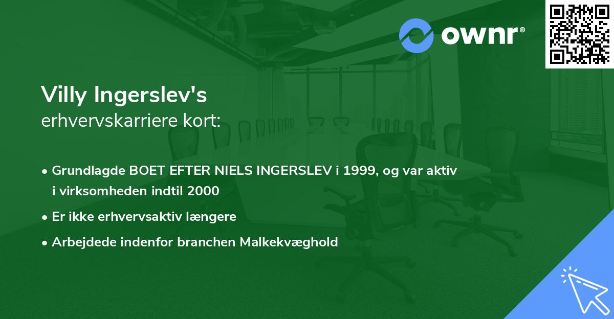 Villy Ingerslev's erhvervskarriere kort