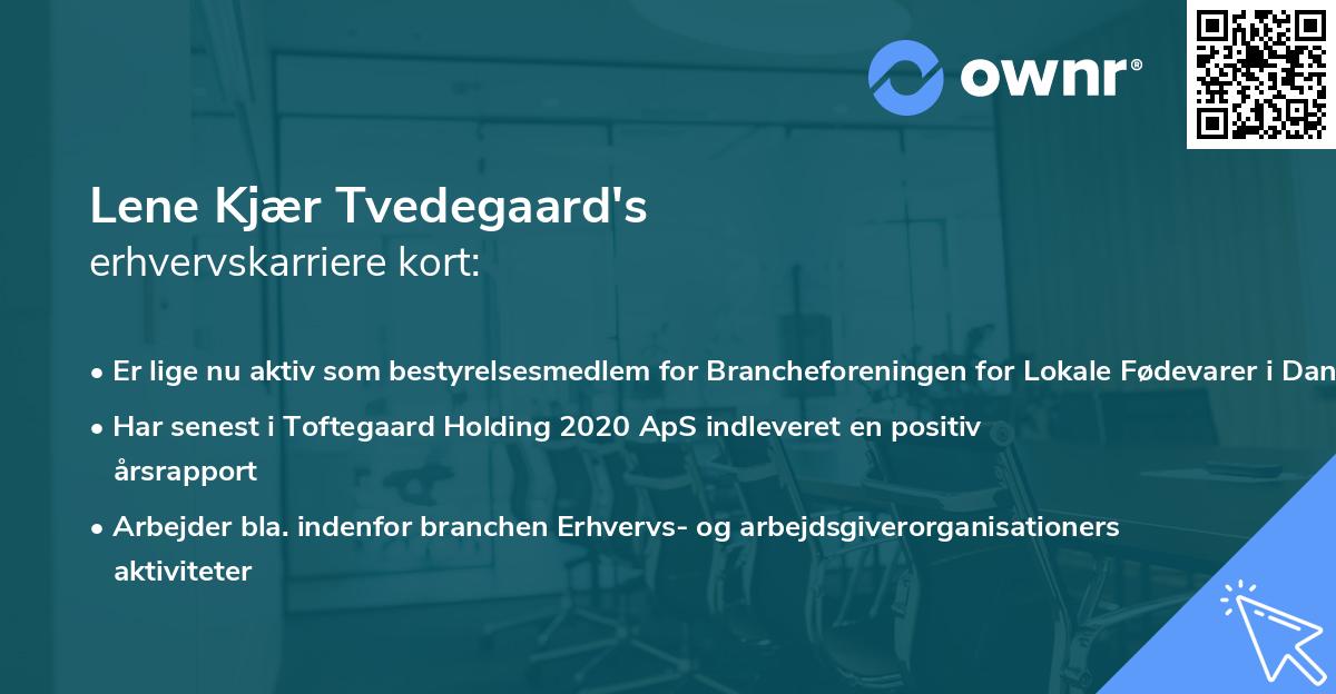 Lene Kjær Tvedegaard's erhvervskarriere kort