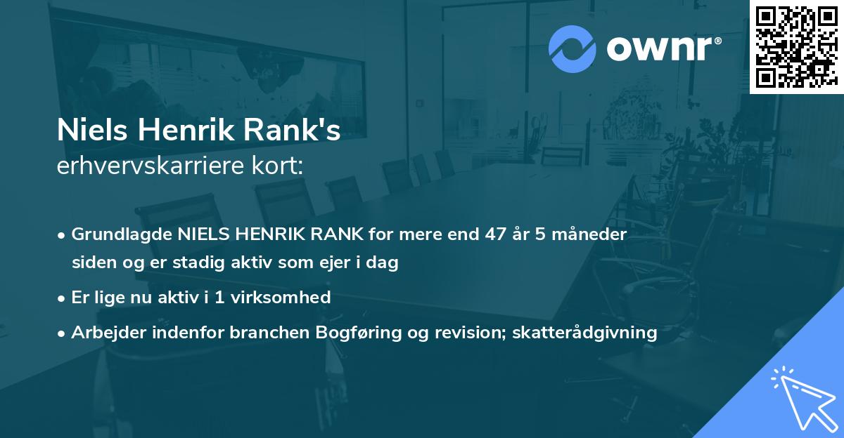 Niels Henrik Rank's erhvervskarriere kort