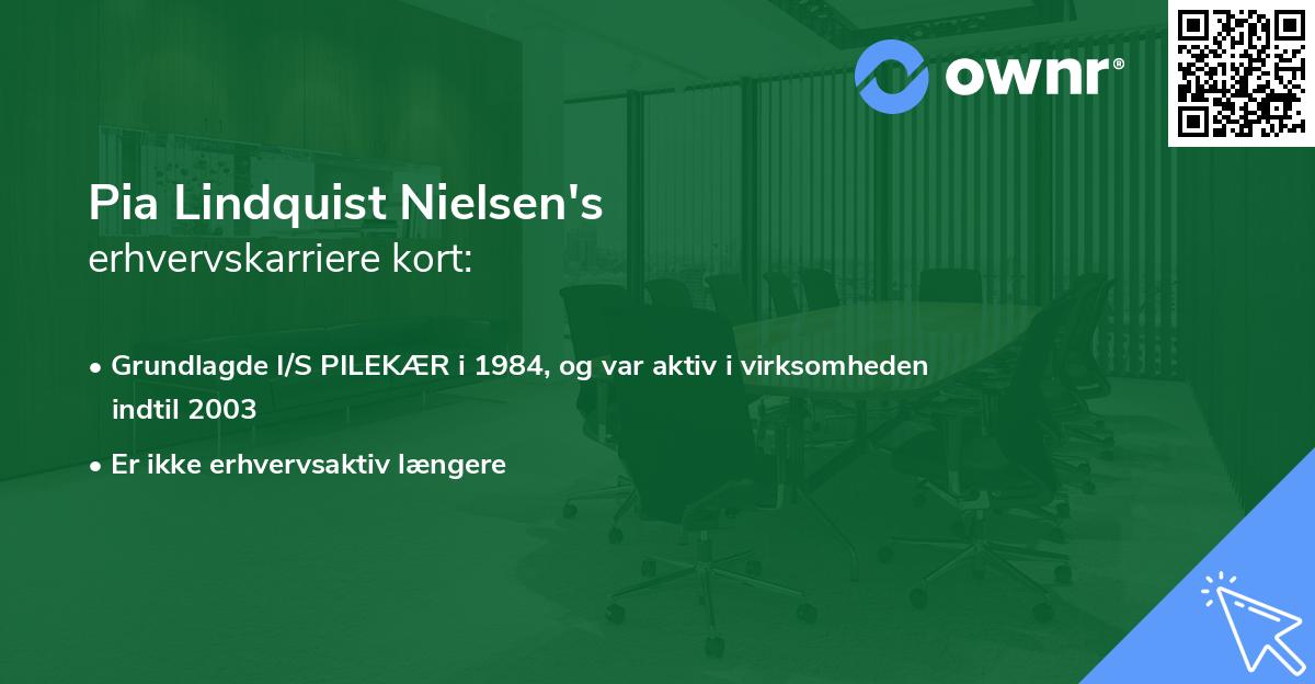 Pia Lindquist Nielsen's erhvervskarriere kort