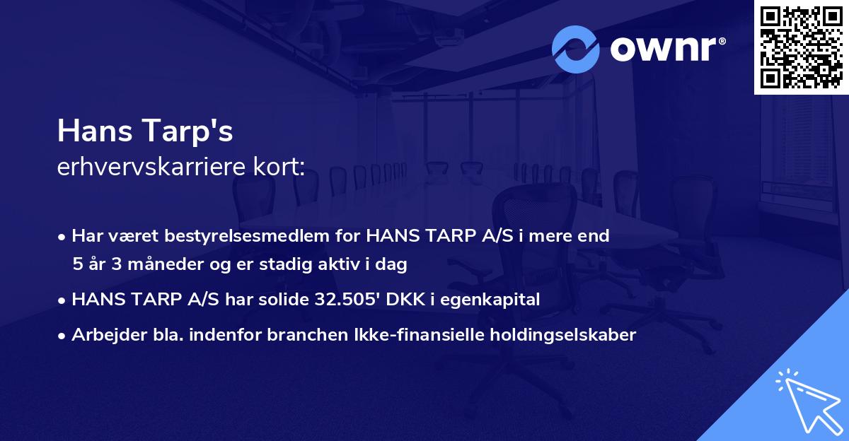 Hans Tarp's erhvervskarriere kort