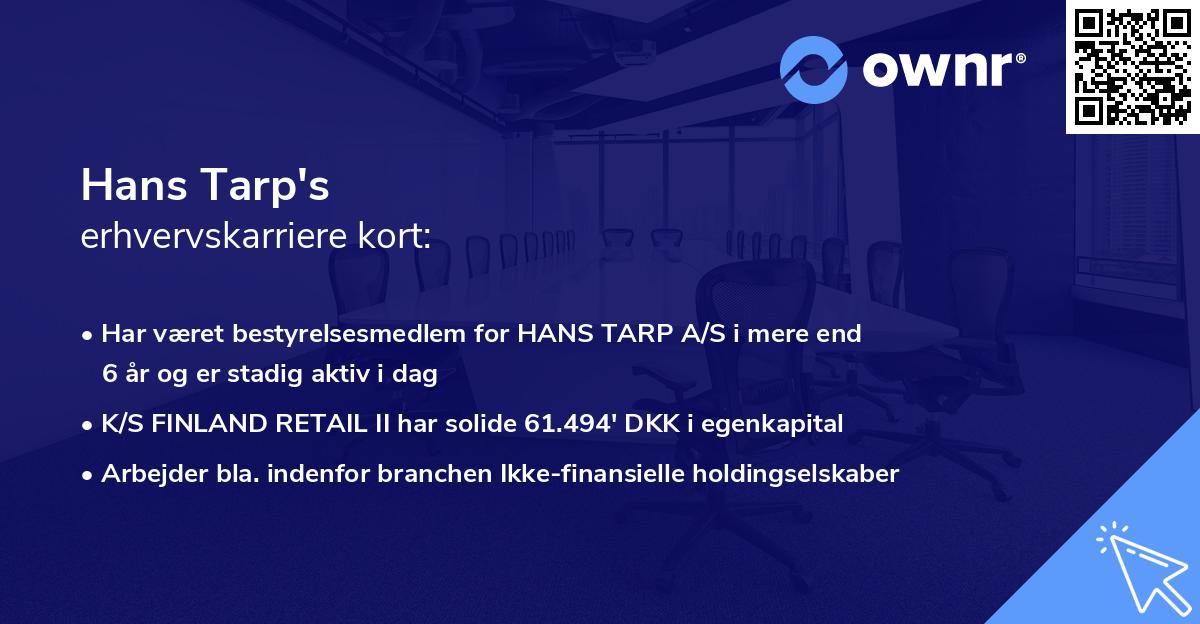 Hans Tarp's erhvervskarriere kort