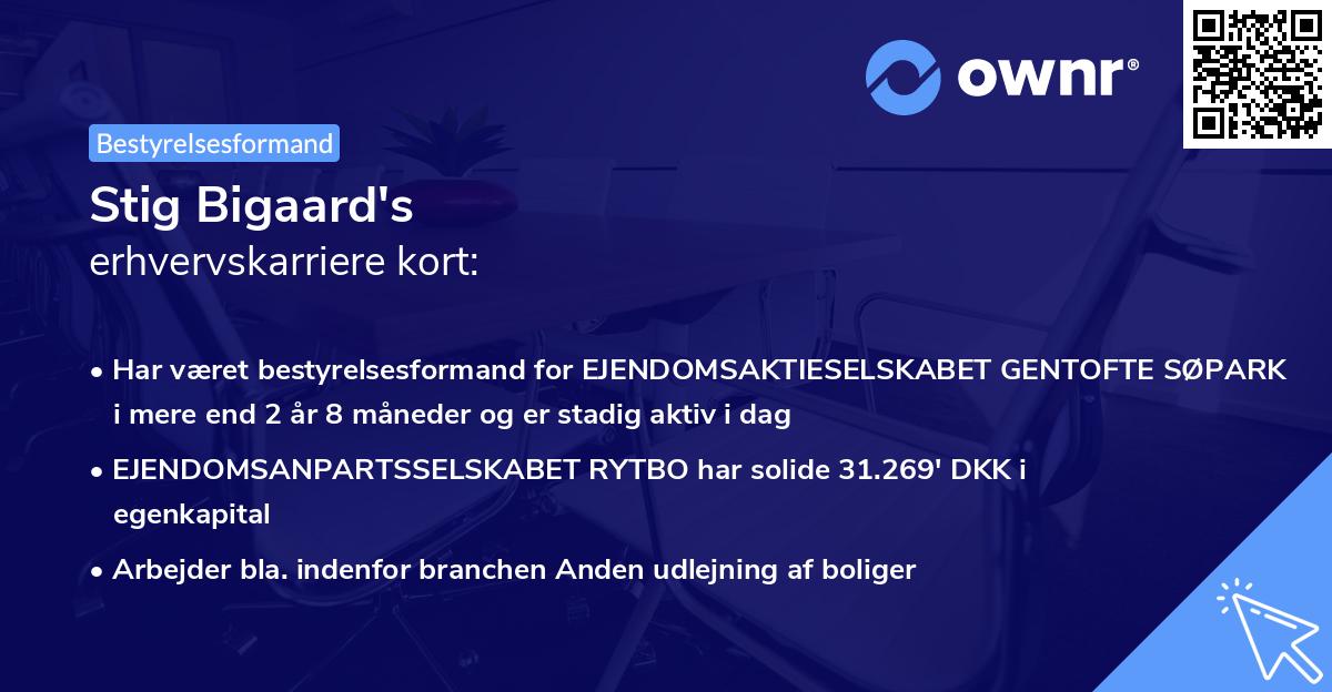 Stig Bigaard's erhvervskarriere kort
