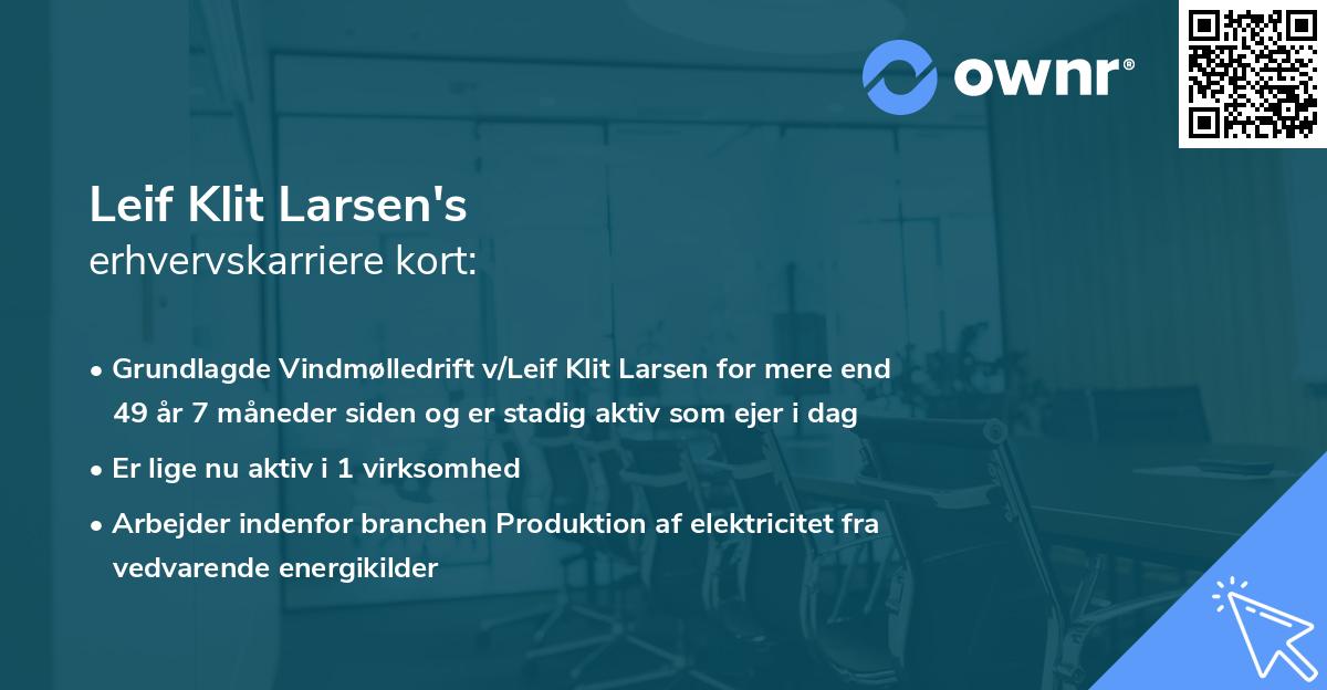 Leif Klit Larsen's erhvervskarriere kort