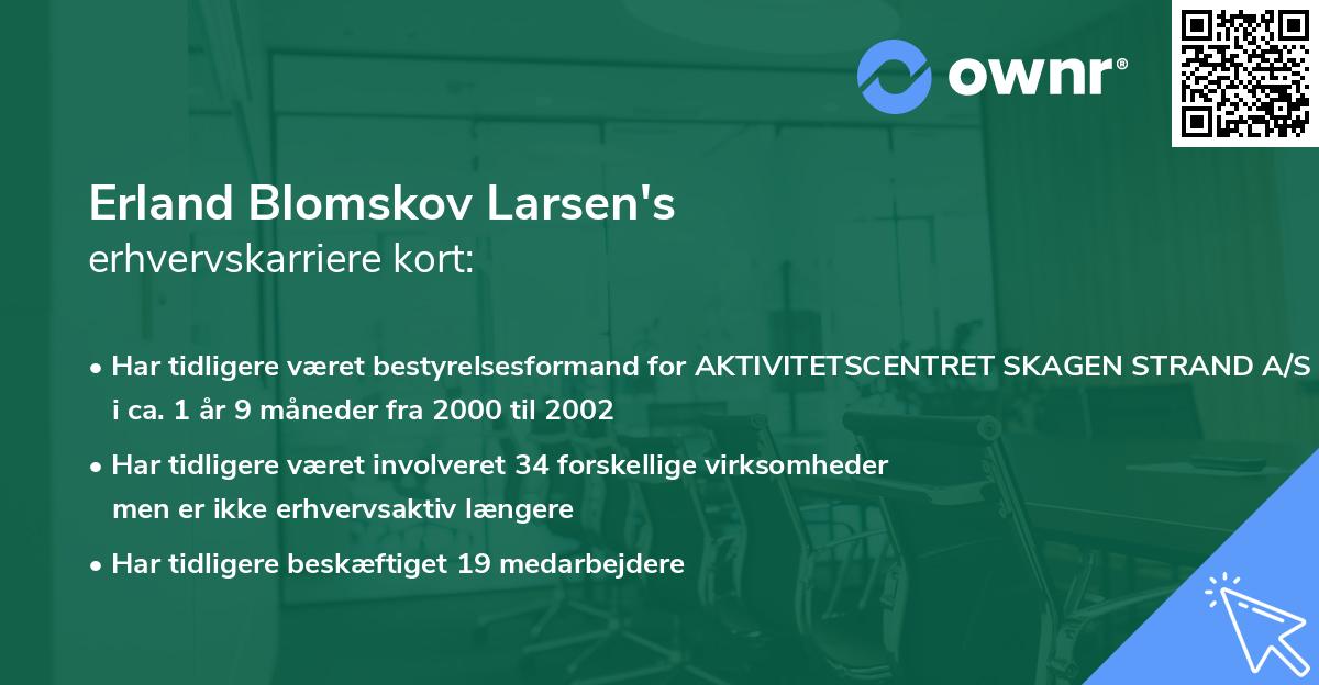 Erland Blomskov Larsen's erhvervskarriere kort