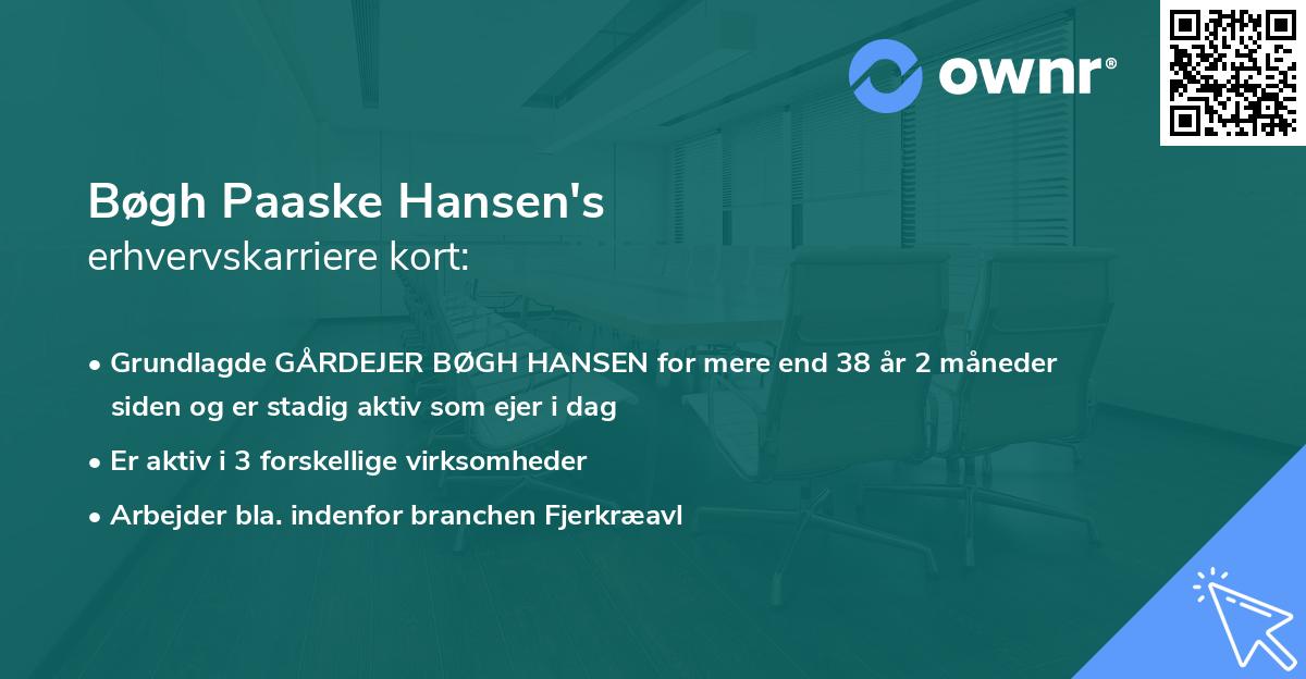 Bøgh Paaske Hansen's erhvervskarriere kort