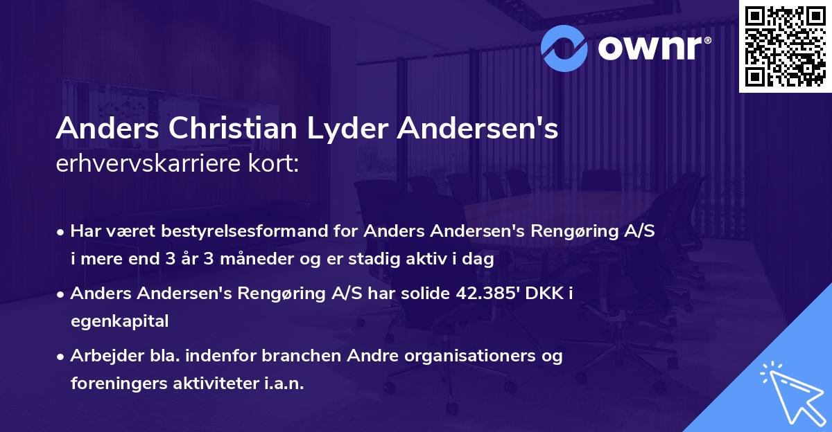 Anders Christian Lyder Andersen's erhvervskarriere kort