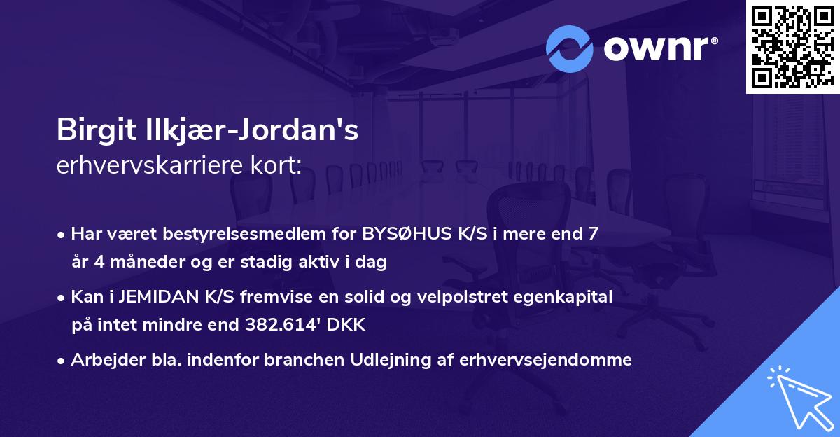 Birgit Ilkjær-Jordan's erhvervskarriere kort