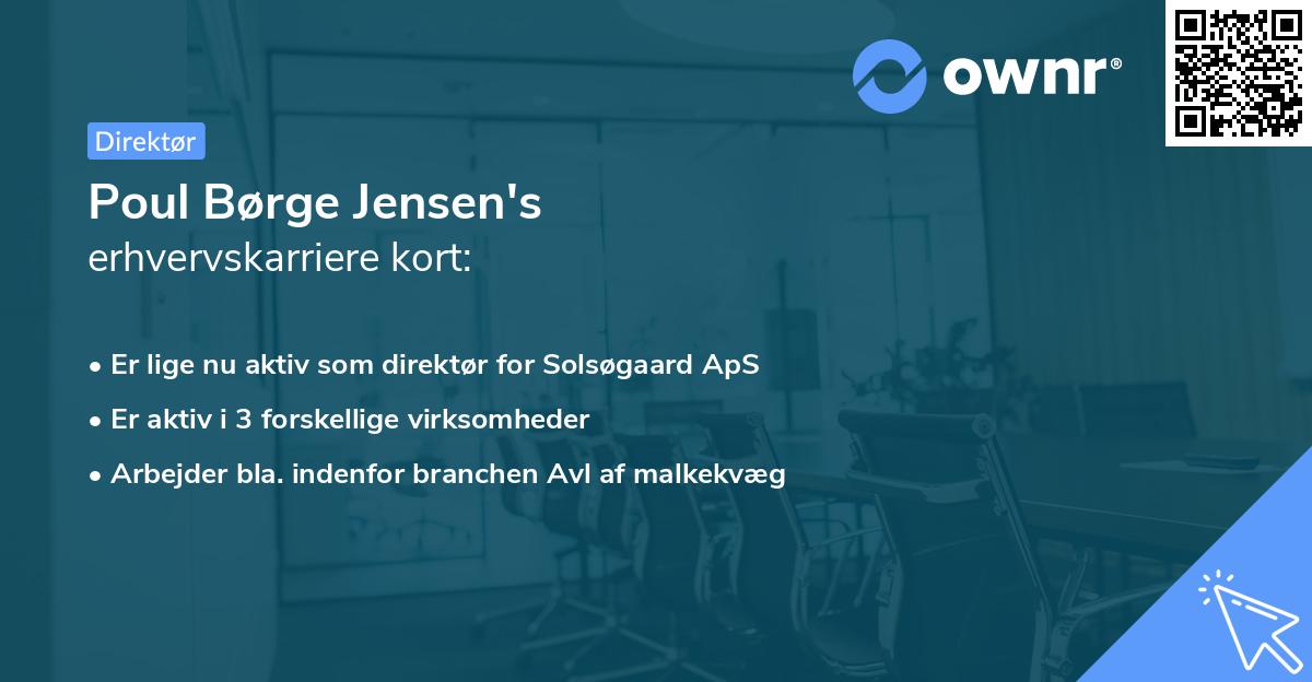 Poul Børge Jensen's erhvervskarriere kort