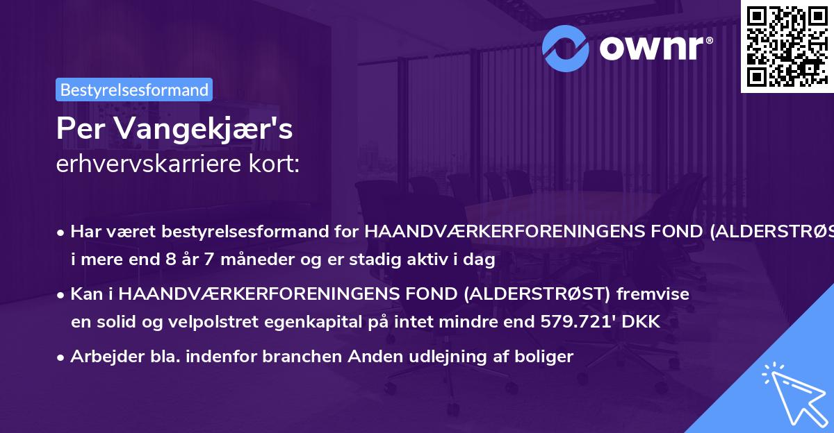 Per Vangekjær's erhvervskarriere kort