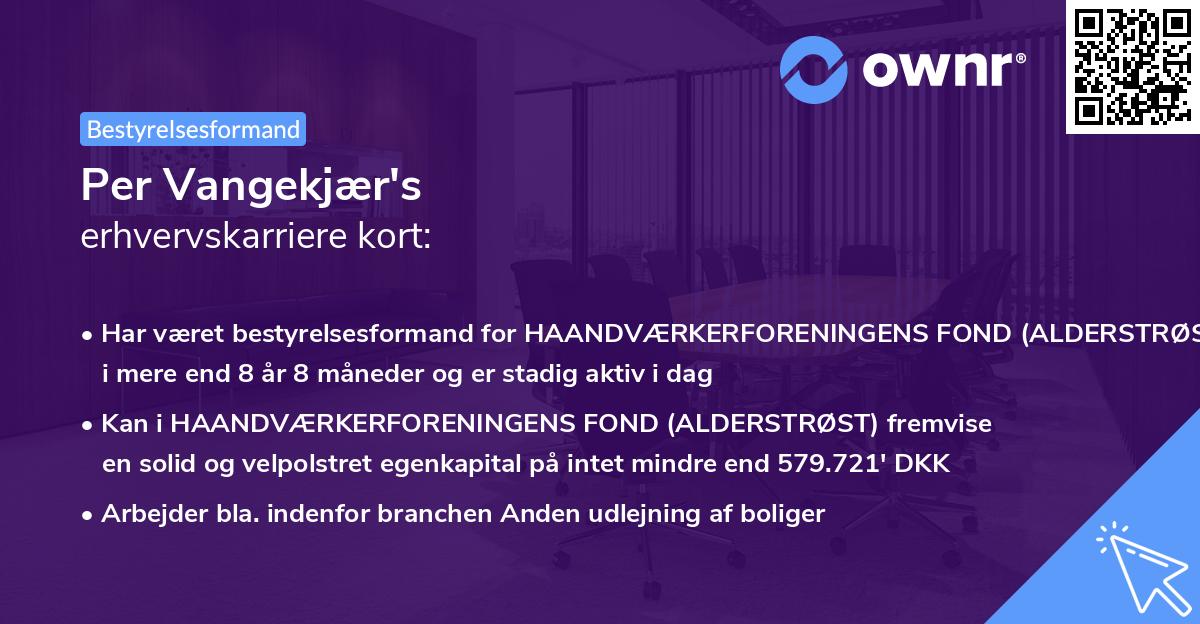 Per Vangekjær's erhvervskarriere kort