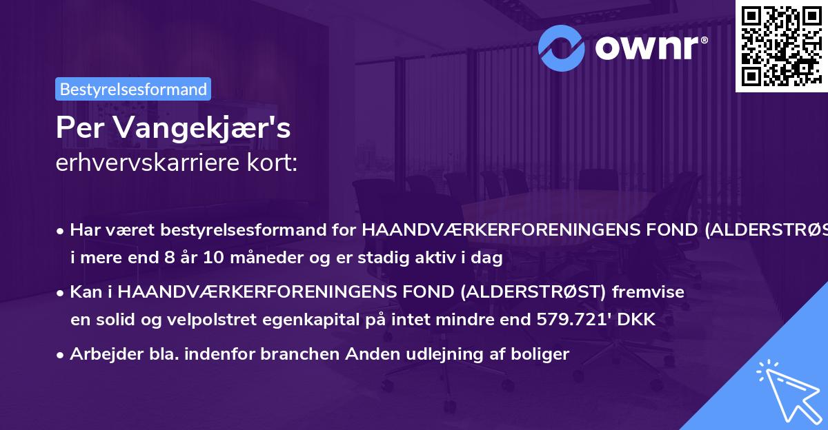 Per Vangekjær's erhvervskarriere kort