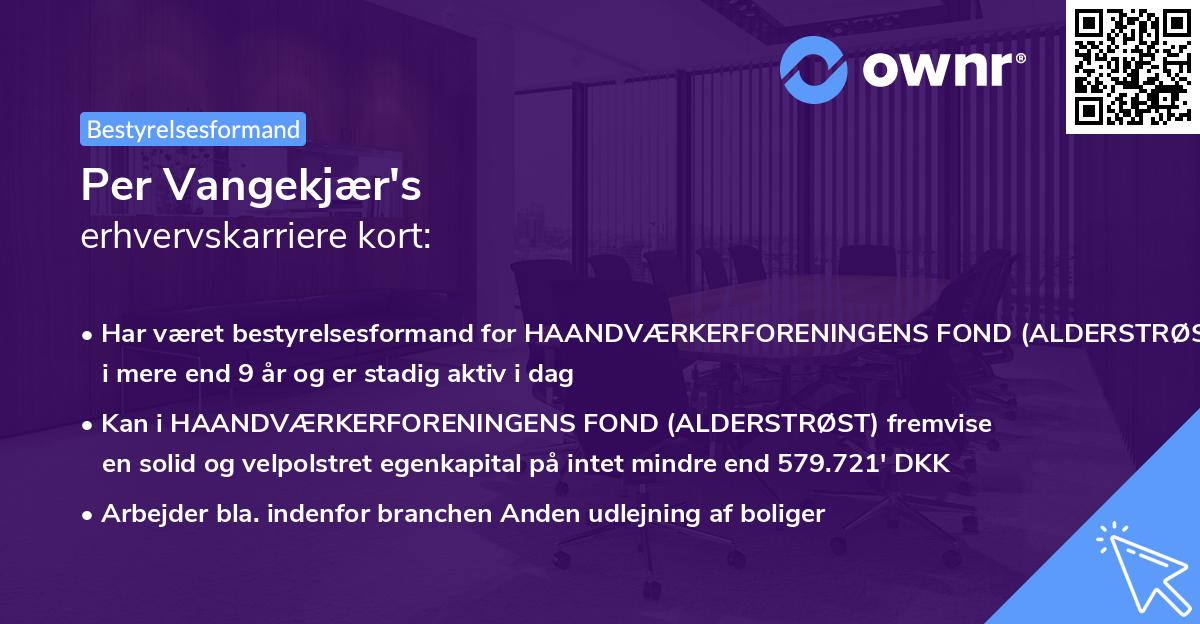 Per Vangekjær's erhvervskarriere kort