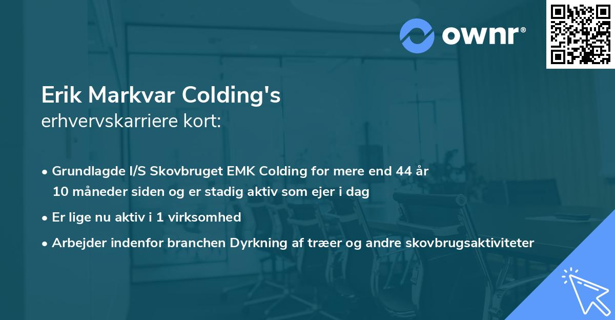 Erik Markvar Colding's erhvervskarriere kort