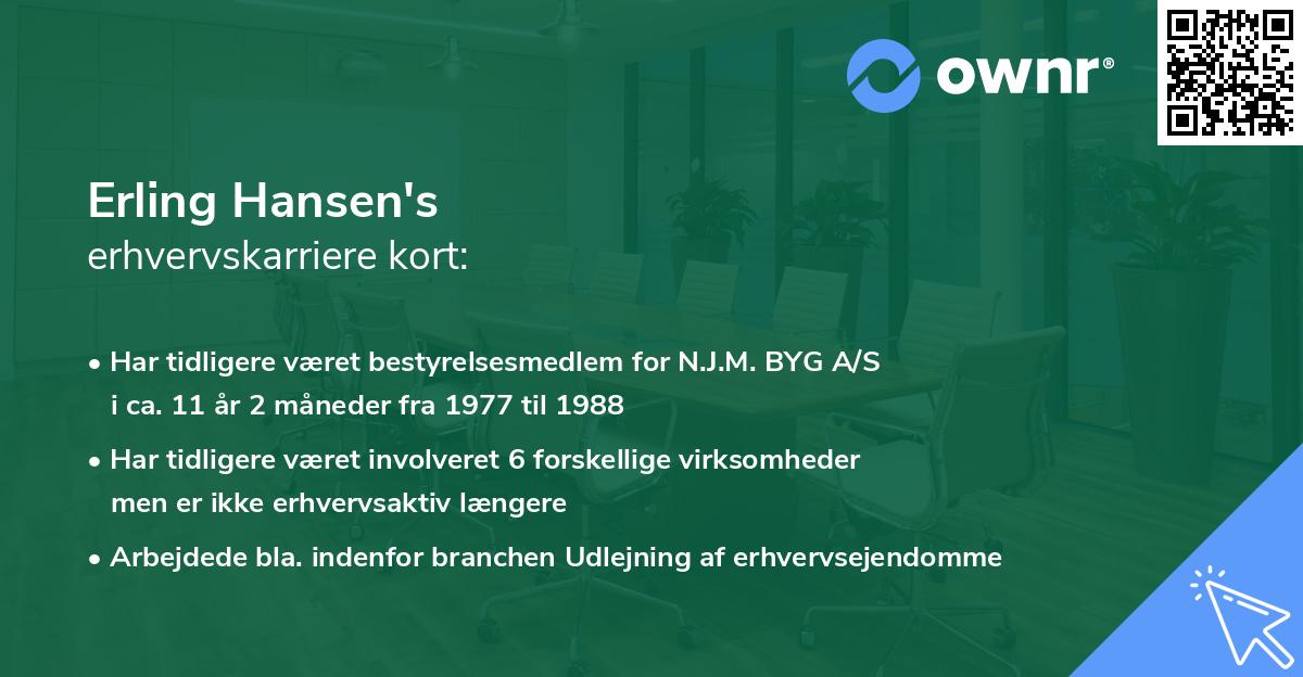 Erling Hansen's erhvervskarriere kort