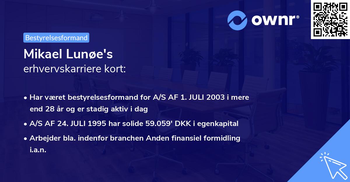 Mikael Lunøe's erhvervskarriere kort