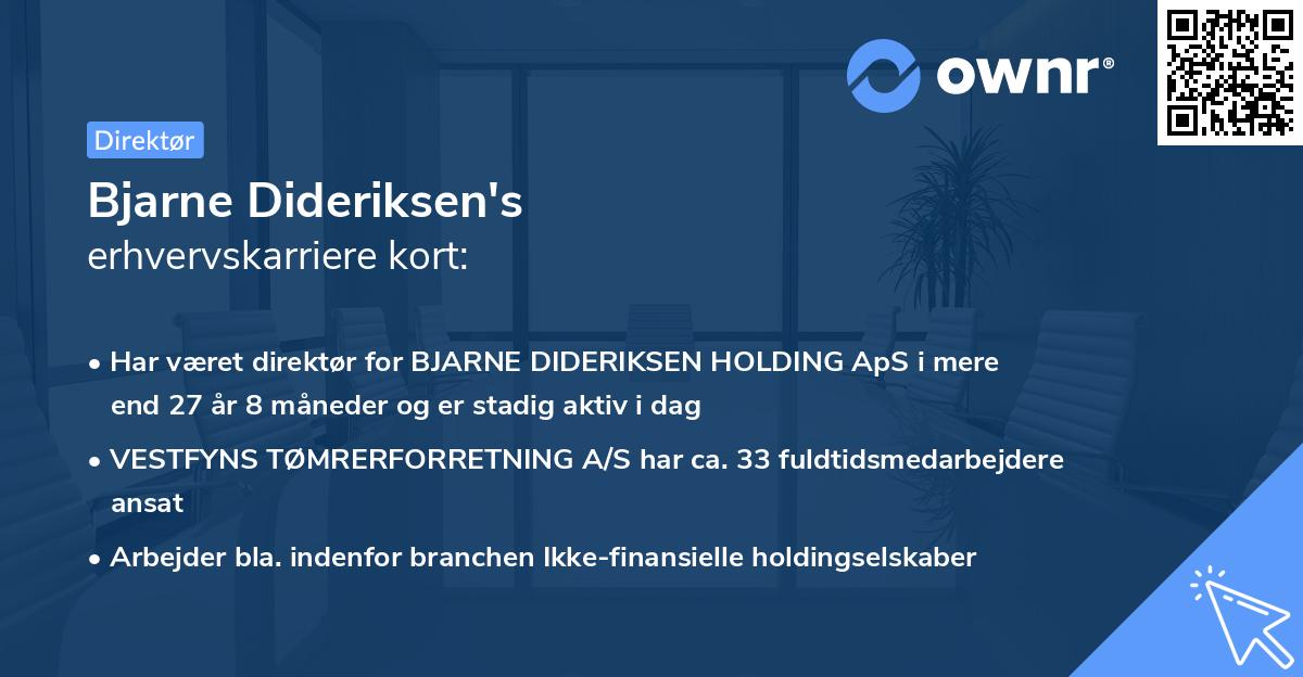 Bjarne Dideriksen's erhvervskarriere kort