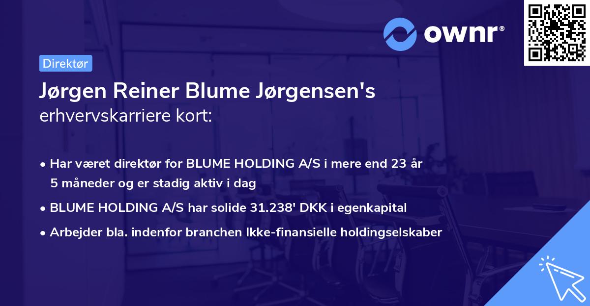 Jørgen Reiner Blume Jørgensen's erhvervskarriere kort