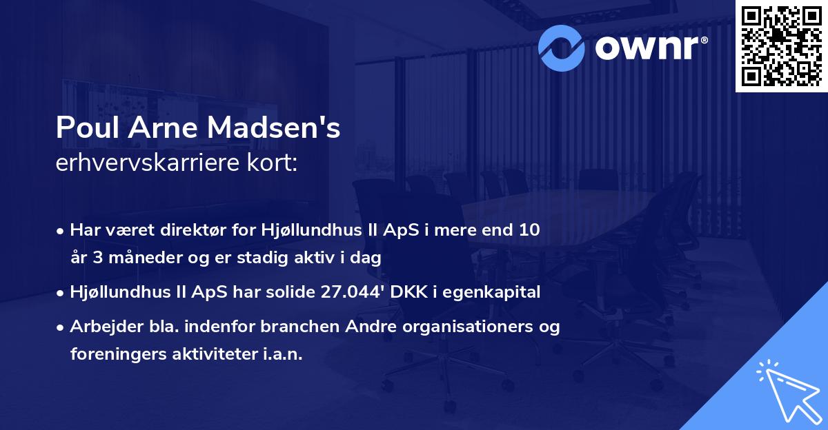 Poul Arne Madsen's erhvervskarriere kort