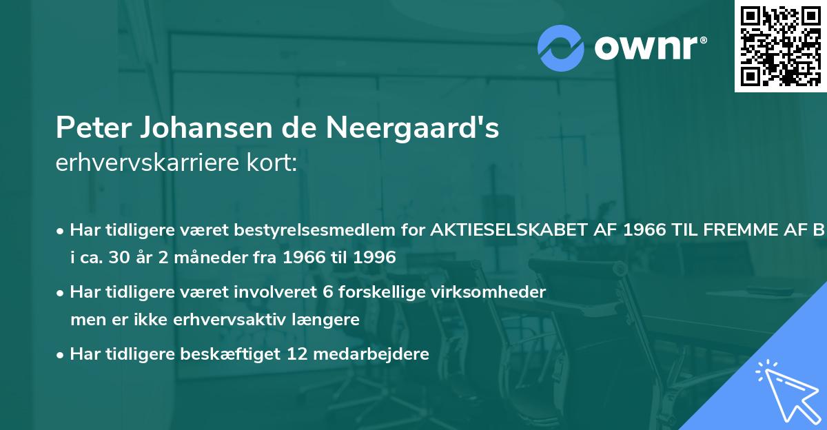 Peter Johansen de Neergaard's erhvervskarriere kort