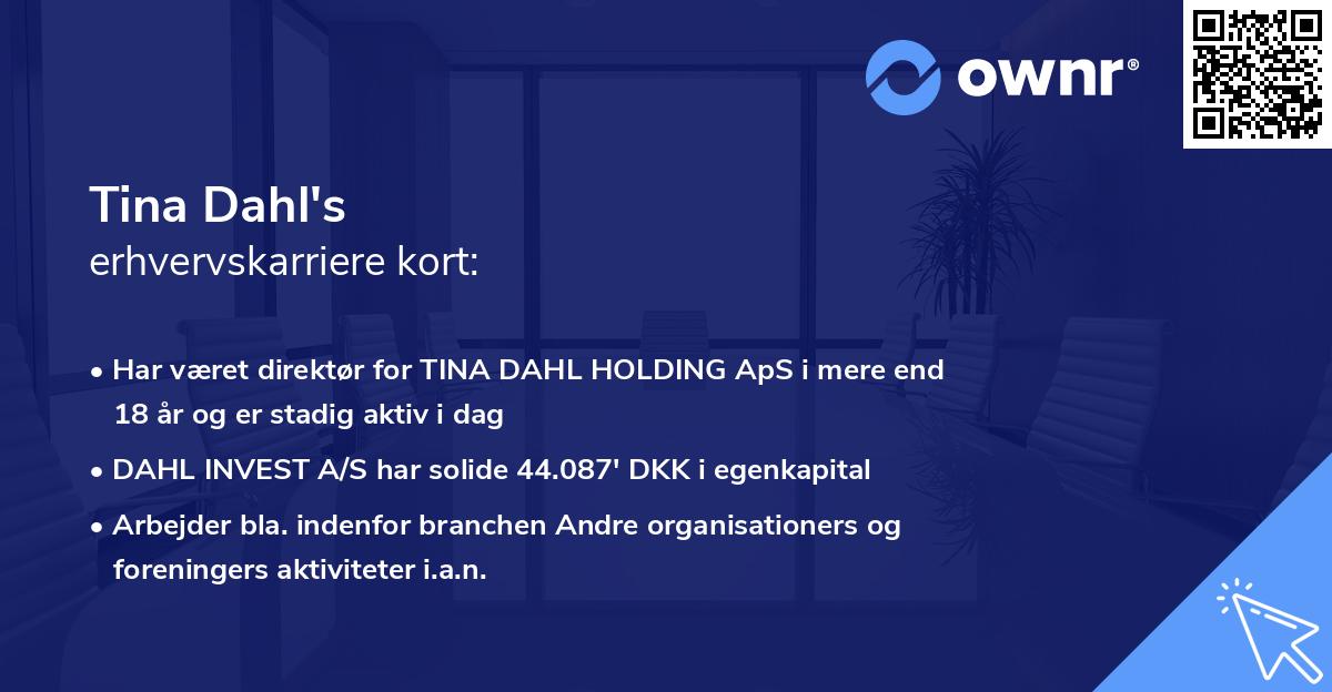 Tina Dahl's erhvervskarriere kort