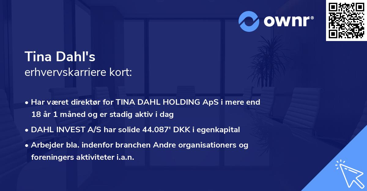 Tina Dahl's erhvervskarriere kort